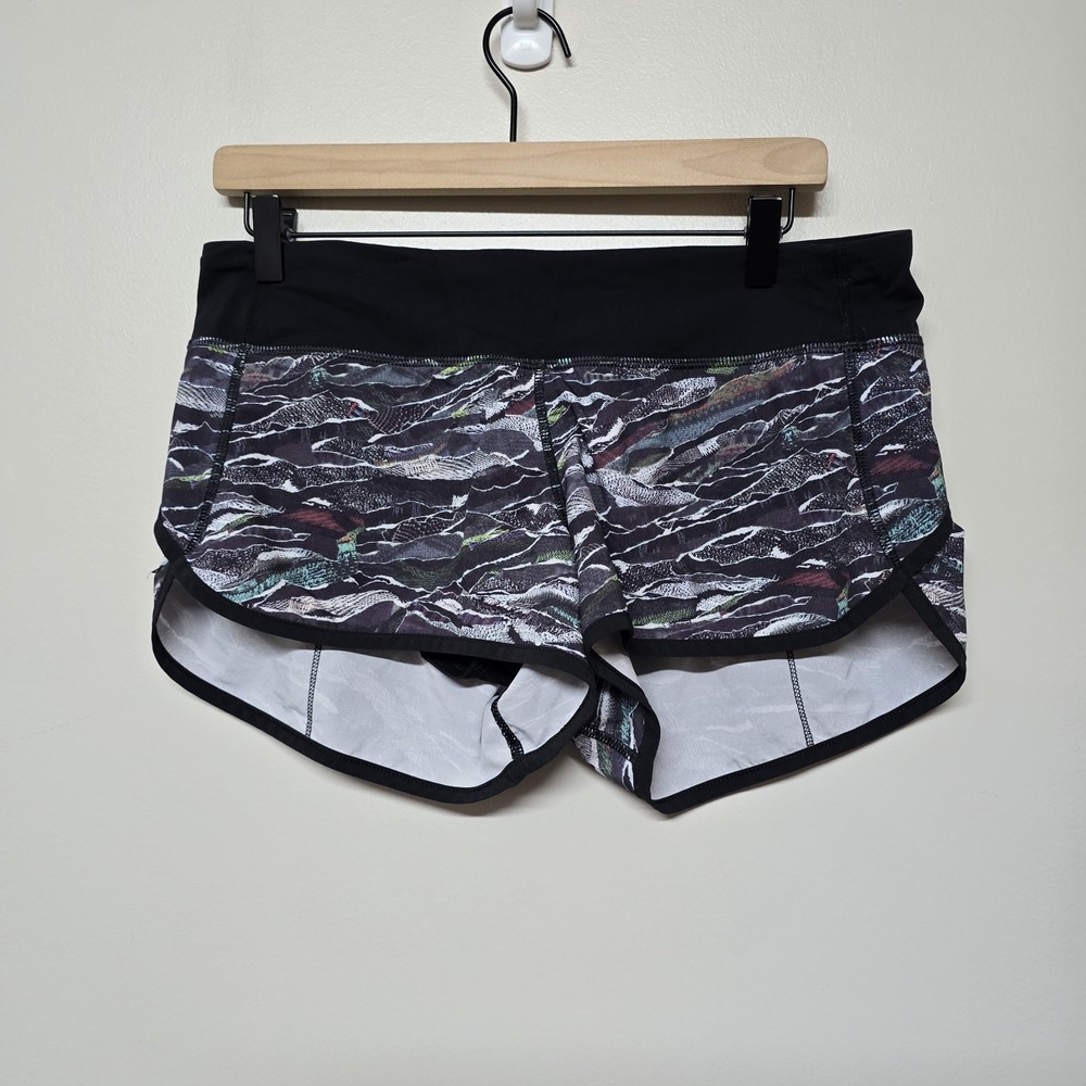 Lululemon Speed Short Mini Sweatr Multi Black Gray Neutral 2.5‎ Inseam RARE Sz 8